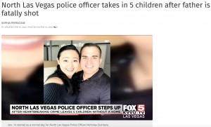 きょうだい5人を引き取ったニコラスさん（右）と妻のアマンダさん（画像は『FOX5 Vegas　2022年2月16日付「North Las Vegas police officer takes in 5 children after father is fatally shot」』のスクリーンショット）