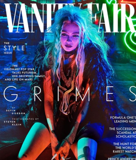 米誌『ヴァニティ・フェア』の表紙を飾ったグライムス（画像は『Vanity Fair　2022年3月10日付Instagram「Grimes rose to fame as a fiercely independent solo artist championed by the Internet」』のスクリーンショット）