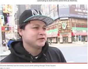 大金の入った財布が無事に戻ってきたエドゥアルドさん（画像は『New York Post　2022年3月4日付「Wallet with ＄4,000 lost in Times Square incredibly returned to owner」（NBC-TV 4 NYC）』のスクリーンショット）