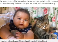 【海外発！Breaking News】心を開かなかった保護猫、誕生した女児のそばを離れず「まるで父親！」（米）＜動画あり＞