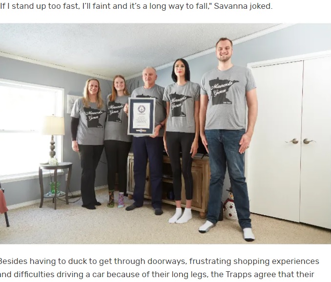 ギネス認定は「誇り」という家族（画像は『Guinness World Records　2022年4月13日付「Minnesota family confirmed as tallest in the world」』のスクリーンショット）