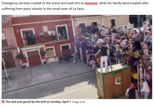 【海外発！Breaking News】闘牛ショーを観覧していた男性、家族の目の前で雄牛に襲われ死亡（スペイン）