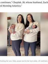 【海外発！Breaking News】同じ日に同じ体重＆身長の男児を出産した一卵性双生児の姉妹「神様の完璧な計画だった」（米）