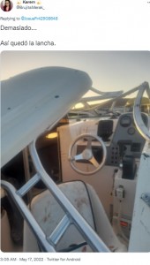 事故で破損したボート（画像は『Karem　2022年5月17日付Twitter「Demasiado... 」』のスクリーンショット）