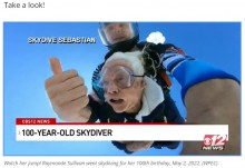 【海外発！Breaking News】100歳誕生日を迎えた女性がスカイダイビングに挑戦「できるうちにやっておかないと」（米）＜動画あり＞