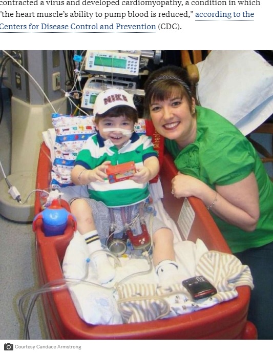2歳で心臓移植を受けたジーン・ポール君と母キャンディスさん（画像は『ABC News　2022年5月21日付「Mom hears late son’s heart beat in 14-year-old boy for 1st time」（Courtesy Candace Armstrong）』のスクリーンショット）