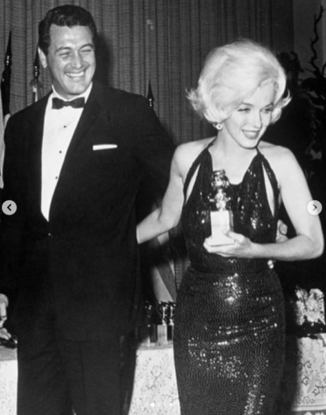 「ゴールデングローブ賞」授賞式でのマリリン・モンロー（画像は『Kim Kardashian　2022年5月6日付Instagram「To top off my night after The Met, I had the honor of changing into Marilyn Monroe's Norman Norell dress that she wore to the Golden Globes in 1962」』のスクリーンショット）