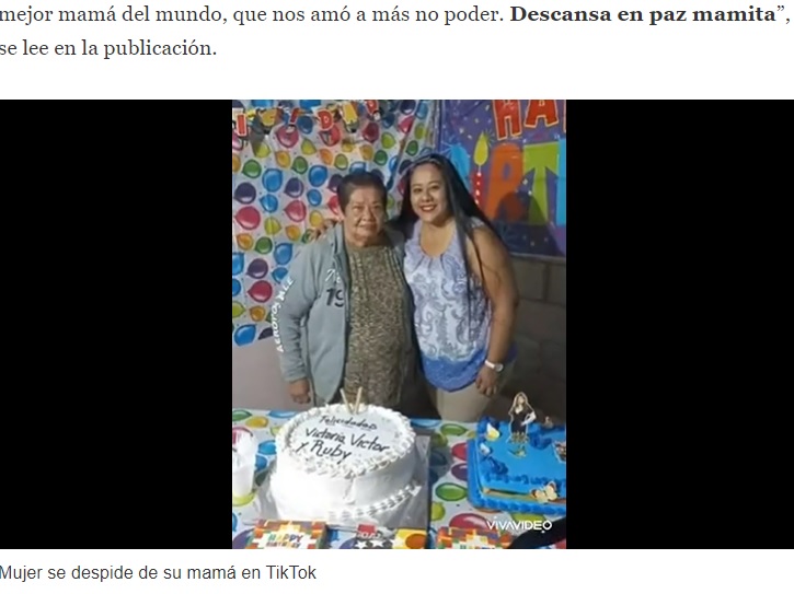 エレーラさんと亡くなった母（画像は『LA NACION　2022年5月11日付「Un perro se despidió de su dueña en su funeral y se hizo viral: “Niños con cuatro patas”」（TikTok）』のスクリーンショット）