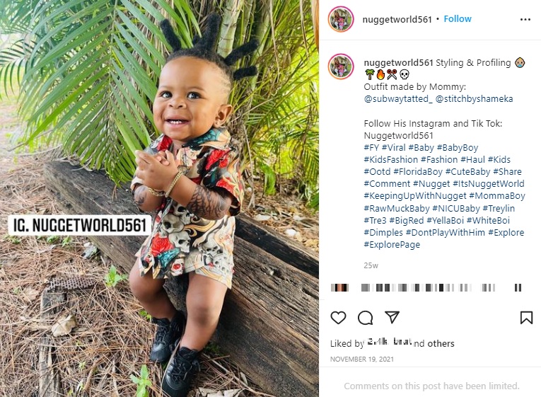 フェイクといえども1歳男児のタトゥーに非難ごうごう（画像は『Treylin Armani　2021年11月19日付Instagram「Styling ＆ Profiling」』のスクリーンショット）