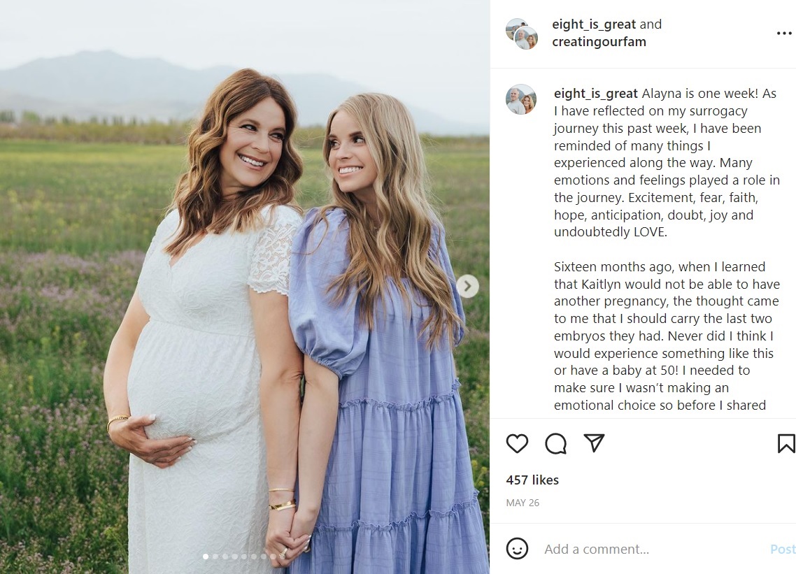 病気で妊娠できなくなった娘のために母親が代理出産を決意（画像は『Chalise Smith　2022年5月25日付Instagram「Alayna is one week!」』のスクリーンショット）