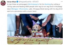 【海外発！Breaking News】愛犬の誕生日を盛大にお祝い　100キロのケーキと4000人のゲストを招待した飼い主に賛否の声（印）＜動画あり＞