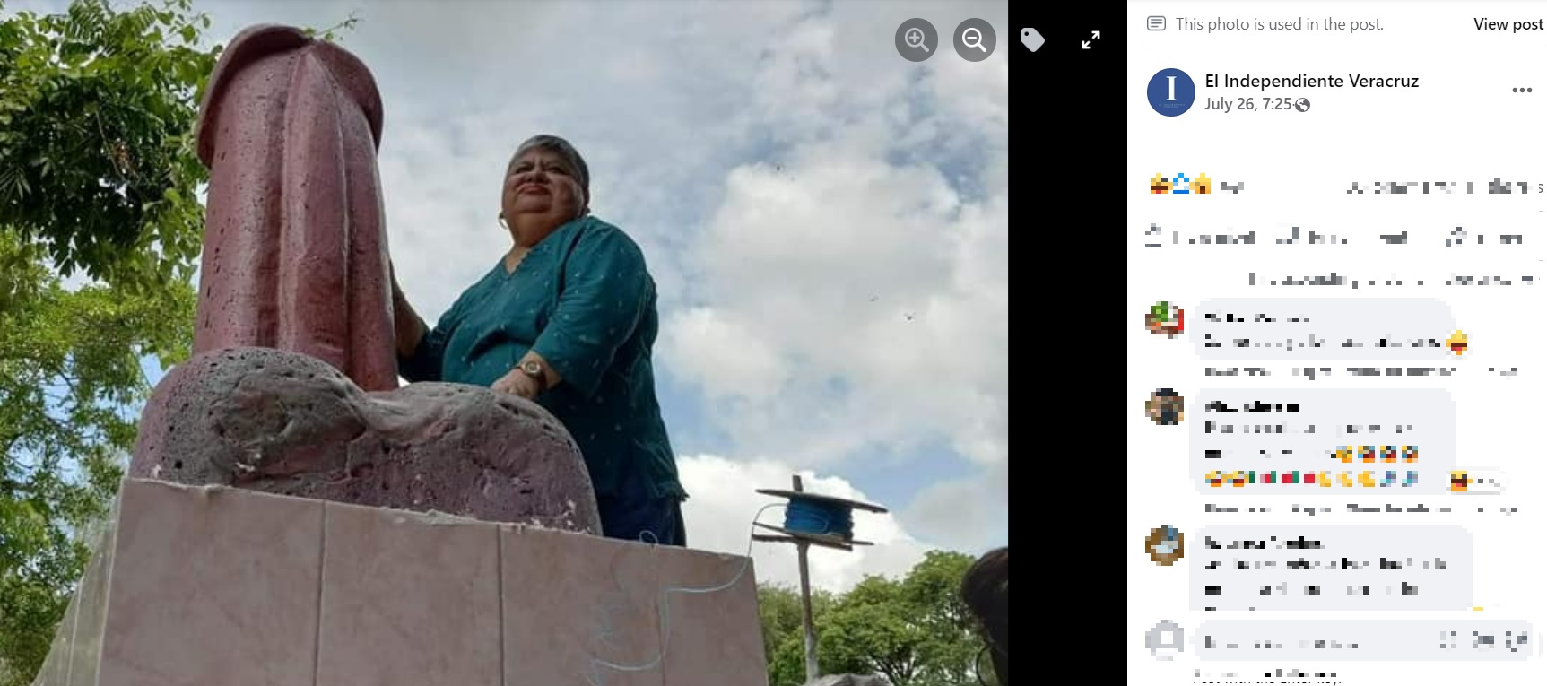 かなりの大きさのペニス像（画像は『El Independiente Veracruz　2022年7月26日付Facebook「En memoria de Doña Cata,」』のスクリーンショット）