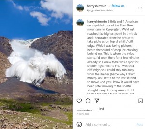 【海外発！Breaking News】雪崩が目の前に迫る瞬間まで撮影を続けた男性「生きていたのは幸運だった」（キルギス）＜動画あり＞