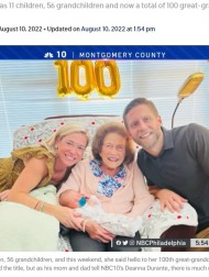 【海外発！Breaking News】もうすぐ100歳の女性、100人目のひ孫が誕生し「私は幸運」と笑顔（米）＜動画あり＞