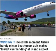 「車輪に触れそう！」飛行機が観光客の頭上ギリギリを通過して着陸（ギリシャ）＜動画あり＞