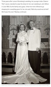 1953年、2番目にエレノアさんがウエディングドレスを着用（画像は『Good Morning America　2022年9月16日付「Family passes down ＄100 wedding dress for 72 years」（Photo by Robert）』のスクリーンショット）