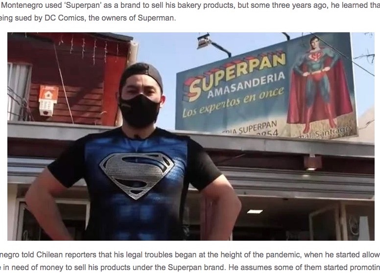 スーパーパンという店名のパン屋を営む男性（画像は『Oddity Central　2022年9月21日付「DC Comics Sues Chilean Bakery “Superpan” Over Copyright Infringement」』のスクリーンショット）