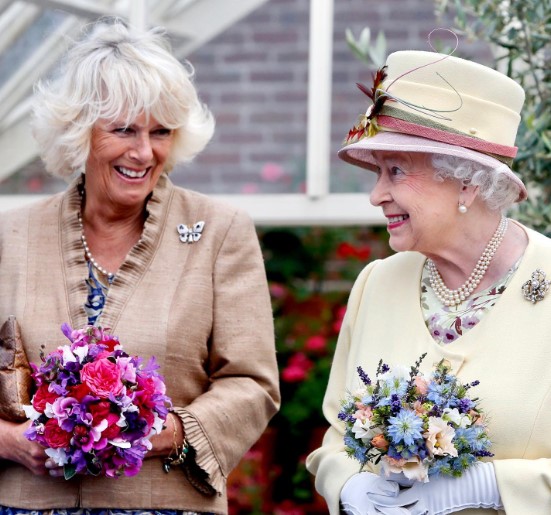 カミラ夫人（当時）と微笑み合うエリザベス女王（画像は『The Royal Family　2020年7月17日付Instagram「Wishing The Duchess of Cornwall a very happy birthday!」』のスクリーンショット）