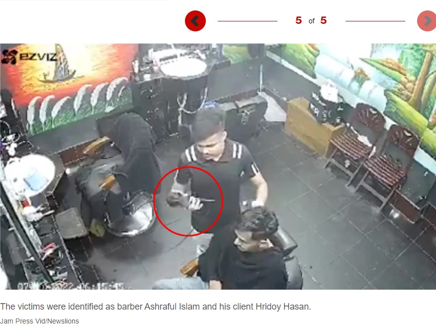 事故が起きる直前の店内（画像は『New York Post　2022年9月13日付「Video shows moment exploding hair dryer sparked deadly barbershop fire」（Jam Press Vid/Newslions）』のスクリーンショット）