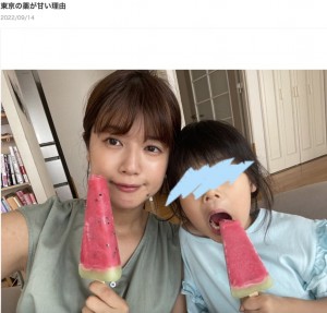 もうすぐ6歳になる娘と（画像は『小林礼奈　2022年9月14日付オフィシャルブログ「東京の薬が甘い理由」』のスクリーンショット）