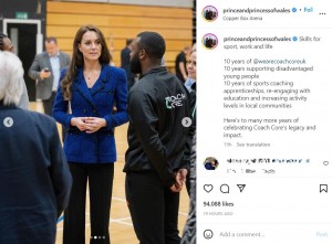 「シャネル」のヴィンテージ・ジャケットを着こなすキャサリン皇太子妃（画像は『The Prince and Princess of Wales　2022年10月13日付Instagram「Skills for sport, work and life」』のスクリーンショット）
