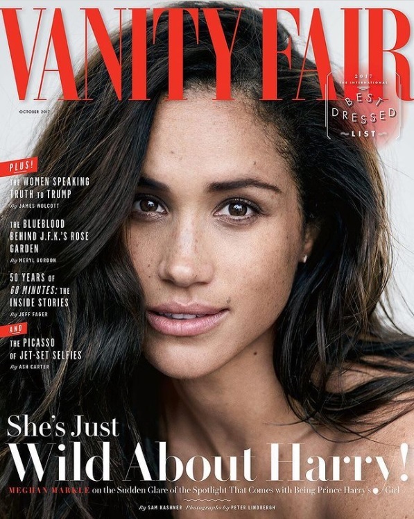 メーガン・マークルが表紙を飾った『Vanity Fair』2017年10月号（画像は『Vanity Fair　2017年9月5日付Instagram「In Vanity Fair’s October cover story,」』のスクリーンショット）