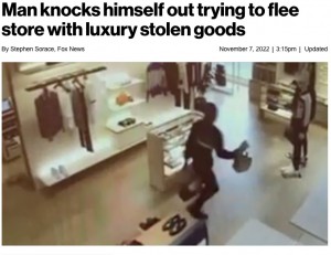 逃走しようとした17歳の少年（画像は『New York Post　2022年11月7日付「Man knocks himself out trying to flee store with luxury stolen goods」（Bellevue Police Department）』のスクリーンショット）