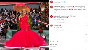 ブライアン・タナカとパリス・ヒルトンもコメント欄で反応（画像は『Mariah Carey　2022年11月24日付Instagram「Happy Thanksgiving!!!」』のスクリーンショット）