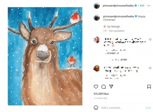 ジョージ王子が手描きしたトナカイの絵（画像は『The Prince and Princess of Wales　2022年12月25日付Instagram「Happy Christmas!」』のスクリーンショット）