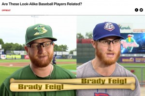 米野球チームで活躍する2人のブレイディ選手（画像は『Inside Edition　2019年2月20日付「Are These Look-Alike Baseball Players Related?」』のスクリーンショット）