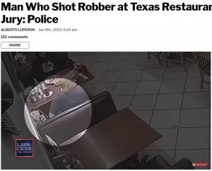 【海外発！Breaking News】偽物の銃を手にレストランに現れた強盗、客が所持していた本物の銃で撃たれ死亡（米）＜動画あり＞