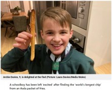 【海外発！Breaking News】22.8センチのフライドポテトを発見した9歳少年　世界記録更新なるか？（英）
