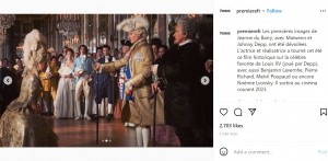 昨年に撮影された新作『Jeanne du Barry（原題）』（画像は『Première　2023年1月3日付Instagram「Les premières images de Jeanne du Barry」』のスクリーンショット）