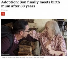 【海外発！Breaking News】生後まもなく養子に出された男性、58年ぶりに実母と再会（英）