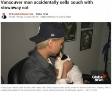 【海外発！Breaking News】うっかりソファごと売りに出されてしまった猫　帰宅後は飼い主にベッタリ（カナダ）