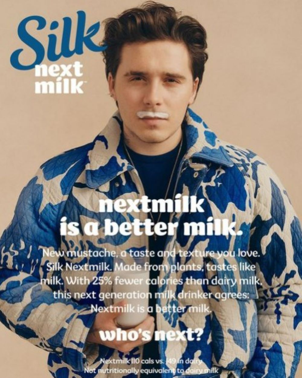 「Silk Nextmilk」の新しい顔になったブルックリン・ベッカム（画像は『brooklynpeltzbeckham　2023年2月21日付Instagram「My wife actually asked me to keep it ＠silk」』のスクリーンショット）
