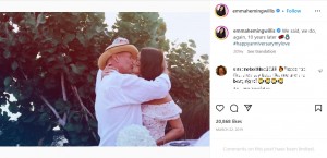 2019年3月、結婚10周年記念日に執り行った誓いの儀式「バウ・リニューアル」でのブルース・ウィリスと。妻エマ・ヘミングさんは「実現できて幸せでした」と振り返る（画像は『Emma Heming Willis　2019年3月22日付Instagram「We said, we do, again, 10 years later」』のスクリーンショット）