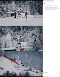雪山で活躍する山岳航空救助隊「エア＝グラシエ（Air-Glaciers）」のヘリコプター（画像は『Blake Production　2023年1月28日付Instagram「Air Glacier is ready to take off」』のスクリーンショット）