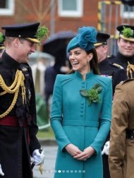 【イタすぎるセレブ達】キャサリン皇太子妃、ターコイズブルーの装いで「セント・パトリックス・デー」のパレードに出席　アイリッシュガーズ大佐として初演説を行う