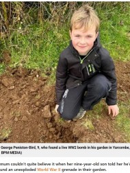 【海外発！Breaking News】古代生物の骨を探す途中で、9歳男児が自宅の裏庭で第二次世界大戦時の不発弾を発見（英）