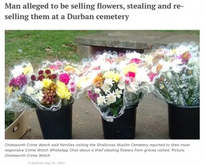 【海外発！Breaking News】墓地で花を売った男、その花を盗んで再び売る　「死者を冒涜している」と非難殺到（南ア）