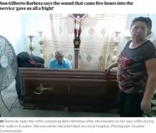 【海外発！Breaking News】死亡宣告の76歳女性、通夜の最中に棺を叩く　家族は「みんなが震え上がった」（エクアドル）＜動画あり＞