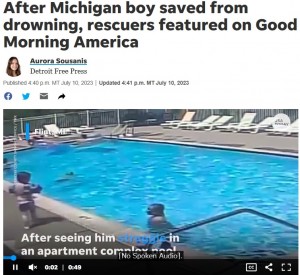 【海外発！Breaking News】「深いところでも泳げることを証明したい」と7歳男児　プールで溺れ、12歳と8歳の兄弟が救出（米）＜動画あり＞