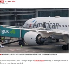 【海外発！Breaking News】アメリカン航空機、ドアが落下して欠航に　原因は空港のボーディングブリッジ崩壊（アイルランド）