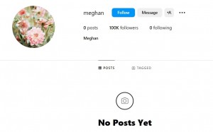 メーガン妃が開設したとみられるアカウント。プロフィール画像には妃のお気に入りの牡丹の花が使用されている（画像は『meghan　Instagram』のスクリーンショット）