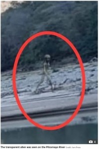 「タリハの地球外生命体」と呼ばれている“謎の存在”が写っている写真は、ボリビアのタリハ県を流れるピルコマヨ川の川岸で撮影された（画像は『The US Sun　2023年8月29日付「NEVER ALONE Horrifying moment 4ft-tall ‘see-through alien’ is spotted taking a riverside stroll」（Credit: Jam Press）』のスクリーンショット）