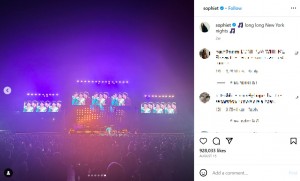 ジョナス・ブラザーズのコンサートを観に行ったことを報告していたソフィー・ターナー（画像は『S O P H I E T U R N E R　2023年8月15日付Instagram「long long New York nights」』のスクリーンショット）
