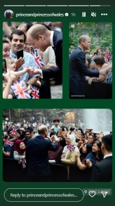 集まった人からの握手や写真撮影に応じた皇太子。赤ちゃんに指を掴まれて笑顔を交わし合う場面もあった（画像は『The Prince and Princess of Wales　2023年11月5日付Instagram』のスクリーンショット）