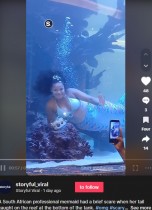 【海外発！Breaking News】人魚に扮した女性、水槽内で溺れそうになるも“神対応”で危機回避（南ア）＜動画あり＞