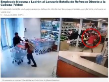 【海外発！Breaking News】スーパー店員が投げた3Lのペットボトル、万引き犯の頭を直撃（チリ）＜動画あり＞